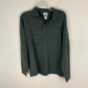 Britches of Georgetowne Gray Long Sleeve  100% Wool Polo Sweater Size Large